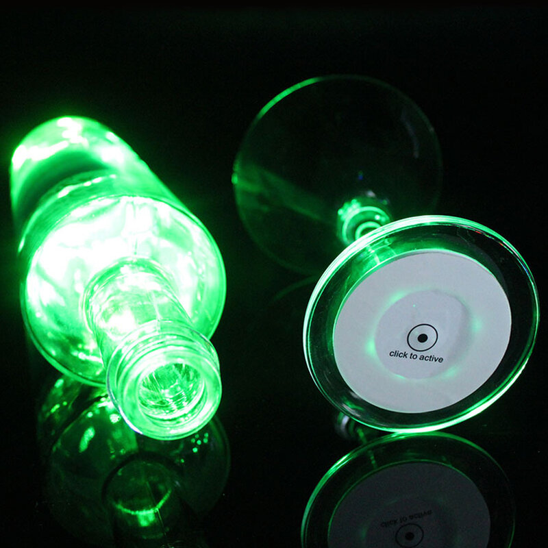 ميني LED كوستر توهج زجاجة ضوء ملصقات بطارية تعمل بالطاقة RGB كأس حصيرة عيد الميلاد ملهى ليلي بار ديكور الحفلات ليلة الخفيفة