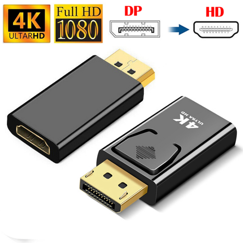 4K 1080P ديسبلايبورت إلى HDMI-متوافق مع محول DP ذكر إلى أنثى HD TV HDMI-متوافق مع كابل الصوت والفيديو للكمبيوتر تلفزيون الكمبيوتر المحمول