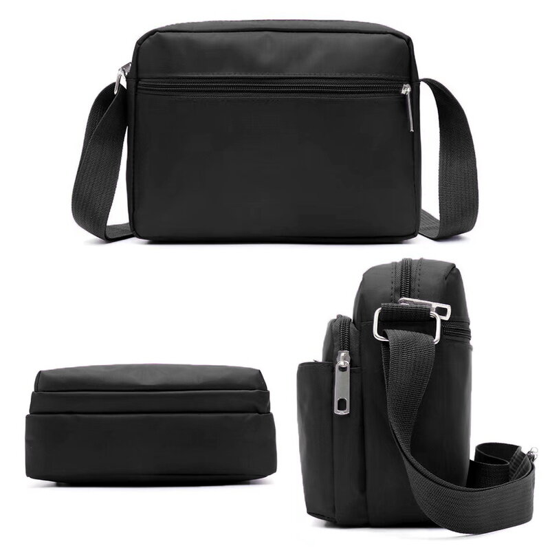 حقيبة كتف واحدة سوداء متعددة الطبقات ، سلسلة أحرف إكليل بسيطة للترفيه ، تخزين بنمط الطباعة ، حقيبة سفر