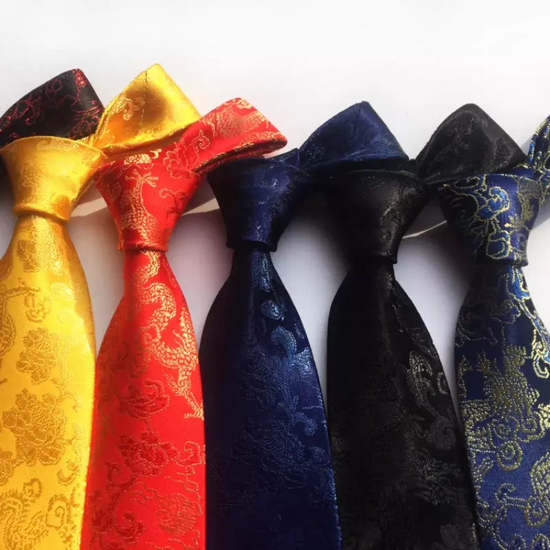 ربطة عنق مطرزة فاخرة للرجال ، ربطة عنق راقية ، تميمة ، نمط تنين صيني ، ملابس عنق ، زفاف ، عريس ، جرافاتا ، إكسسوارات رجالية