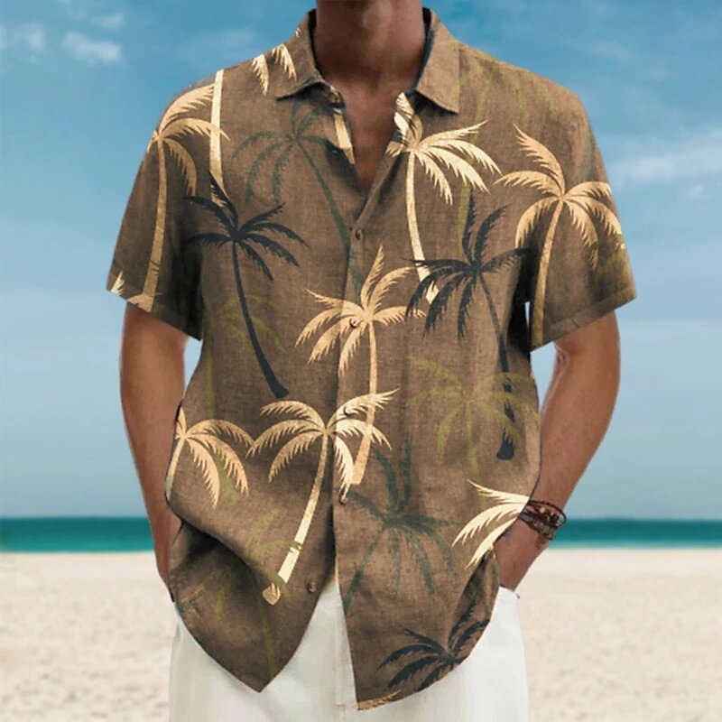 قميص هاواي بأكمام قصيرة للرجال ، توبات ثلاثية الأبعاد برسومات جوز الهند ، أزياء الشارع الشهير ، ملابس الصيف ، بلوزة ، جديد ، 5XL