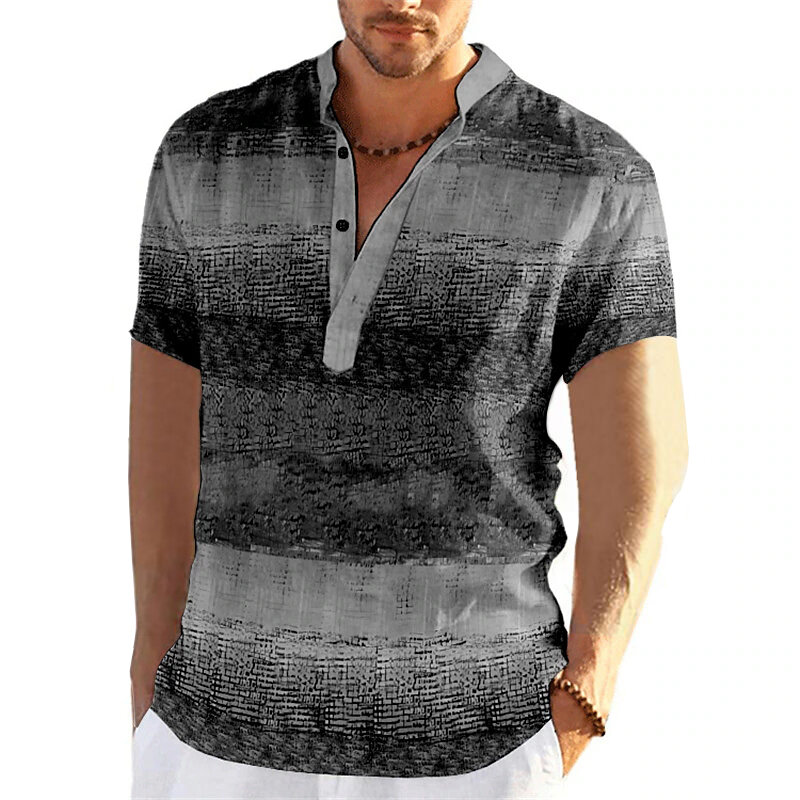 قميص رجالي عتيق بنمط ثلاثي الأبعاد قمصان مطبوعة بأشكال مختلفة مقاس كبير ملابس صيفية غير رسمية بأكمام قصيرة ملابس رجالية تي شيرت علوي