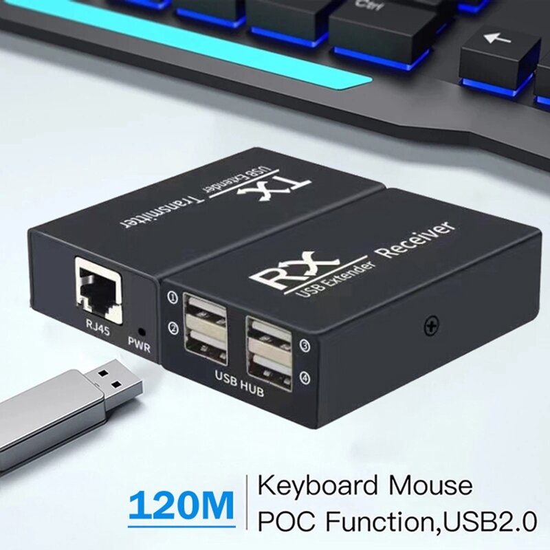 120 متر USB موسع 4 ميناء USB2.0 محور موسع أكثر من RJ45 إيثرنت USB UTP تمديد جهاز ريسيفر استقبال وإرسال