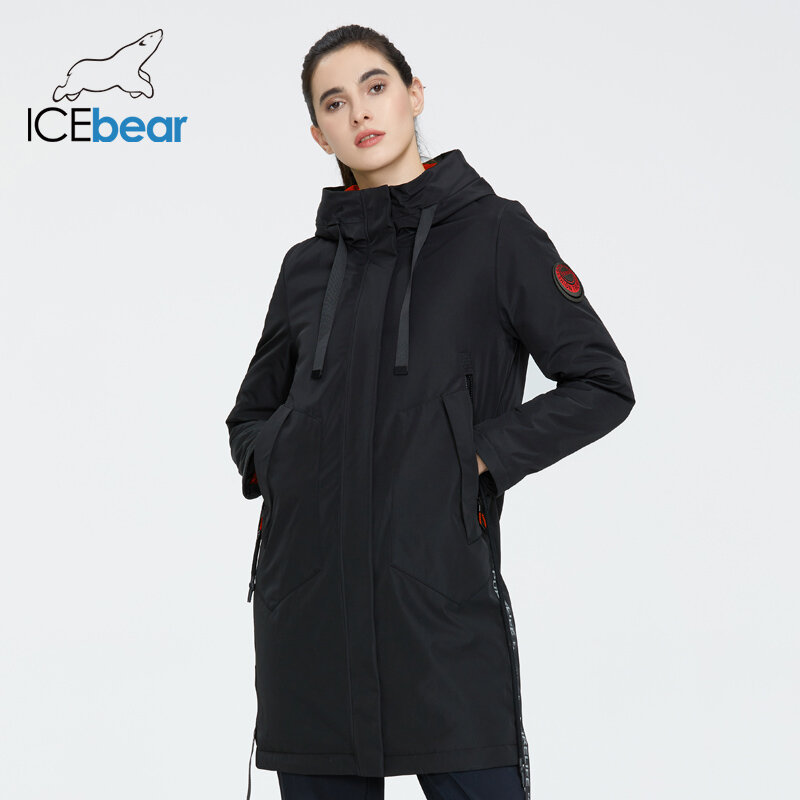 معطف نسائي جديد من ICEbear موضة خريف 2023 بقلنسوة لباس للخريف كاجول عالي الجودة ماركة ملابس GWC20035D