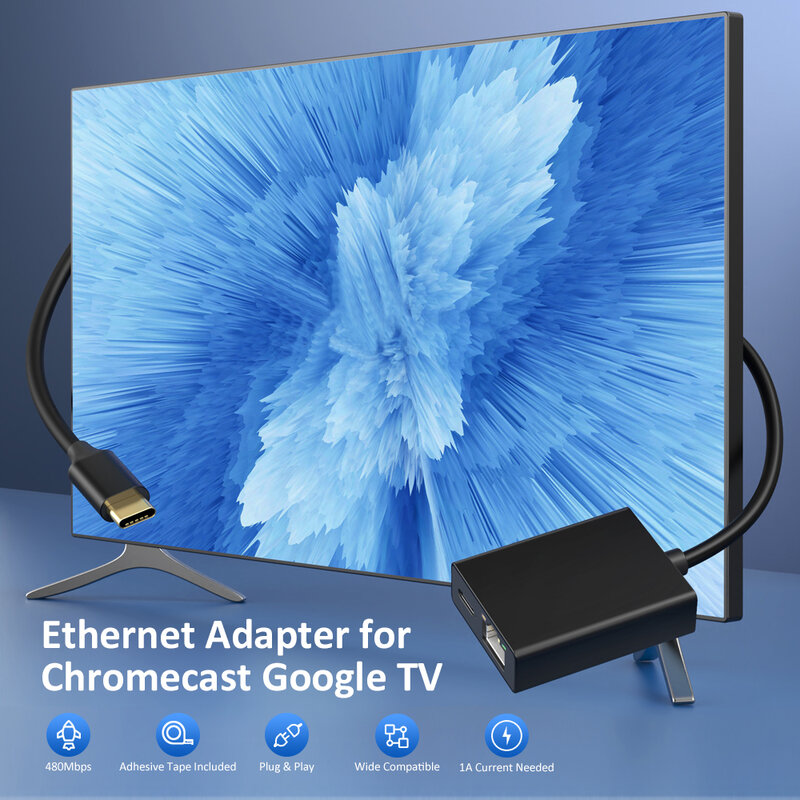 محول شبكة إيثرنت بطاقة ELECTOP-USB ، كروم كاست ، تلفزيون جوجل ، نوع-C إلى شبكة RJ45 للهواتف الذكية والأجهزة اللوحية وجهاز أندرويد