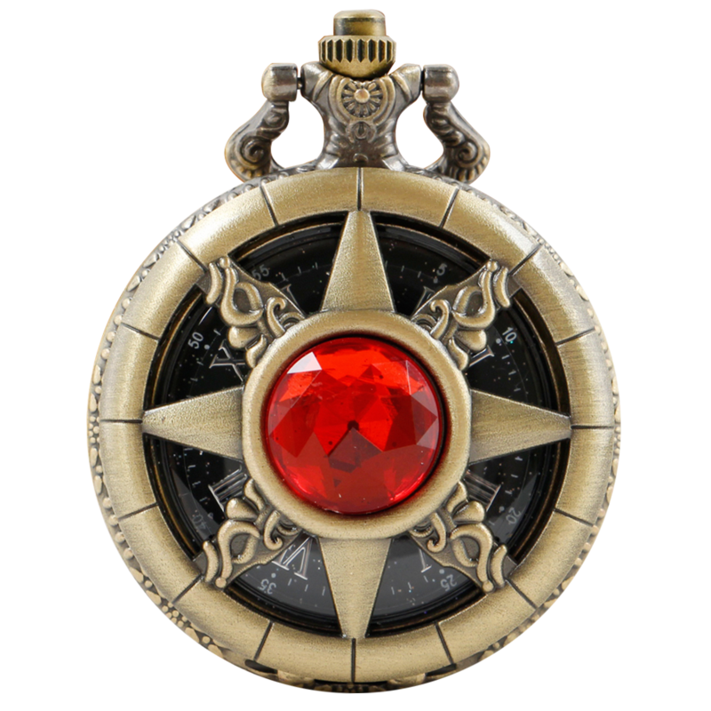 ساعة جيب كوارتز نسائية ، تصميم مجوهرات جوهرة حمراء ، قلادة مجوفة ، قلادة درجة عالية ، ساعات سلسلة فوب