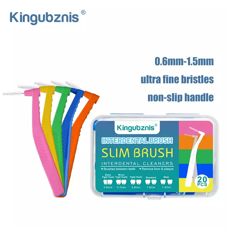 Kingubznes-فرشاة بين الأسنان ، فرشاة أسنان لتقويم الأسنان ، شكل L ، فرش ناعمة ، أدوات تنظيف الأسنان ، 0.6 مللي متر-1.5 مللي متر ، 20 قطعة