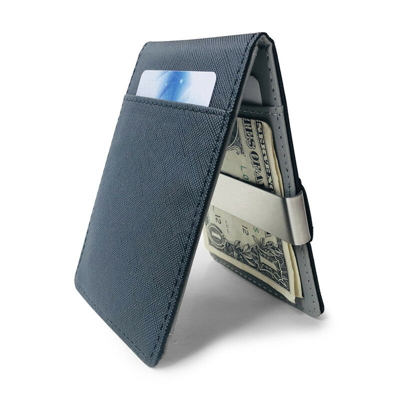جديد موضة جلد بو للرجال المال كليب حقيبة رقيقة محفظة النقود بيفولد المحافظ مع مشبك معدني متعدد فتحة ID الائتمان البنك حامل بطاقة