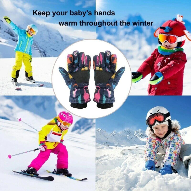 قفازات B2EB للأطفال مقاومة للرياح للأطفال والأولاد والبنات في الهواء الطلق على الجليد في فصل الشتاء الدافئ