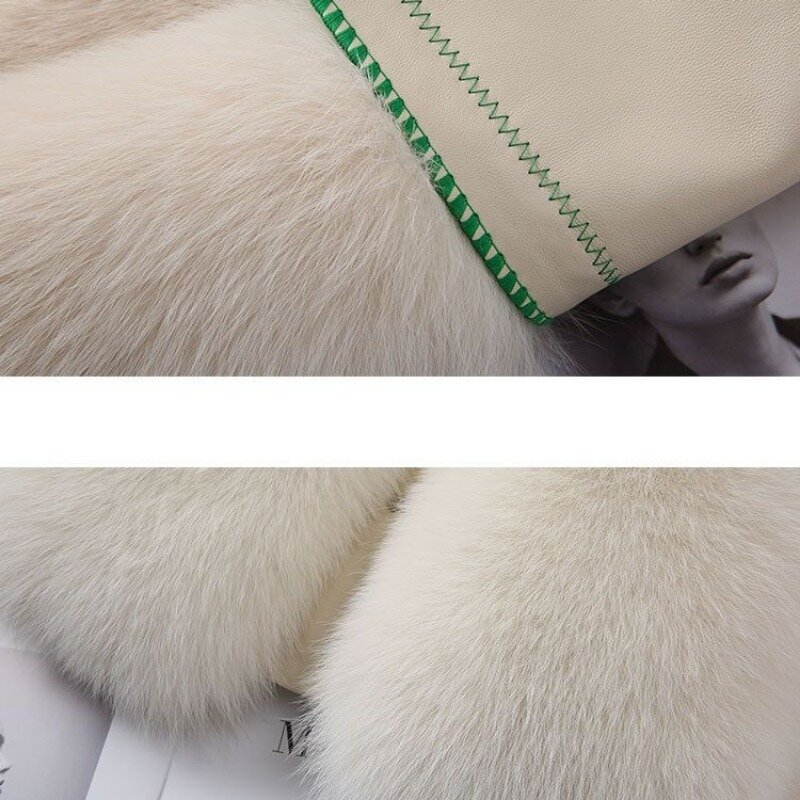 جلد كامل الثعلب الفراء معطف العشب للنساء ، منتصف طول ، معطف عصري ونحيف ، الشتاء ، جديد ، 2023