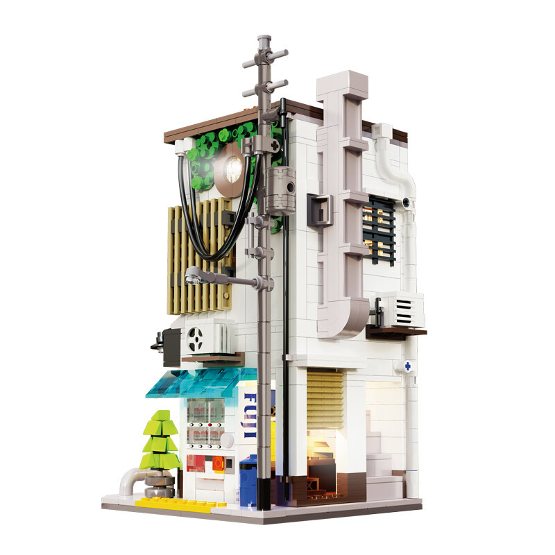 مربع Cada City-Japanese كعكة على البخار منزل معماري كتل بناء ، شخصيات متجر الطوب لعب للأطفال ، هدايا الأصدقاء ، LED