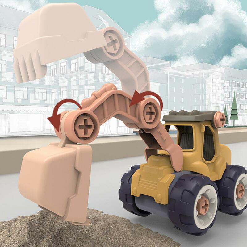 4 نمط الهندسة سيارة اللعب البلاستيك البناء حفارة جرار تفريغ شاحنة جرافة نماذج الاطفال الفتيان هدايا صغيرة Diy بها بنفسك لعبة