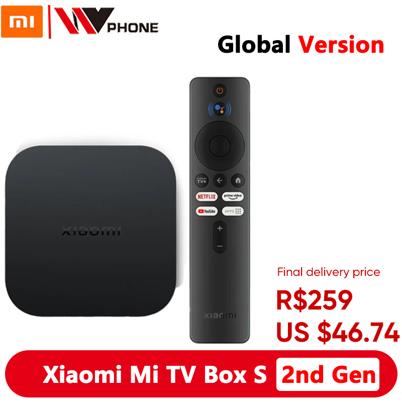 شاومي-Mi TV Box S 2nd Gen, إصدار عالمي, مشغل ذكي, دولبي فيجن, HDR10 +, مساعد جوجل, 4K Ultra HD, BT5.2, 2GB, 8GB