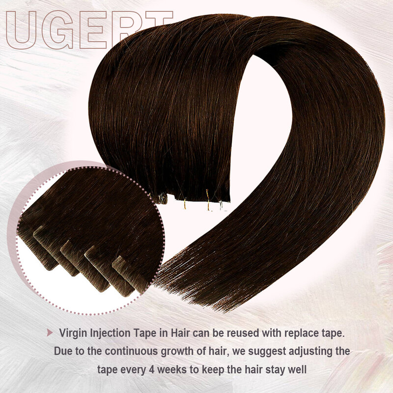 [12 شهرا] Ugeat شريط غير مرئي في شعر مستعار بشري 10A الصف سلس الجلد لحمة حقن الشريط البكر في الشعر 2.5 جرام/قطعة