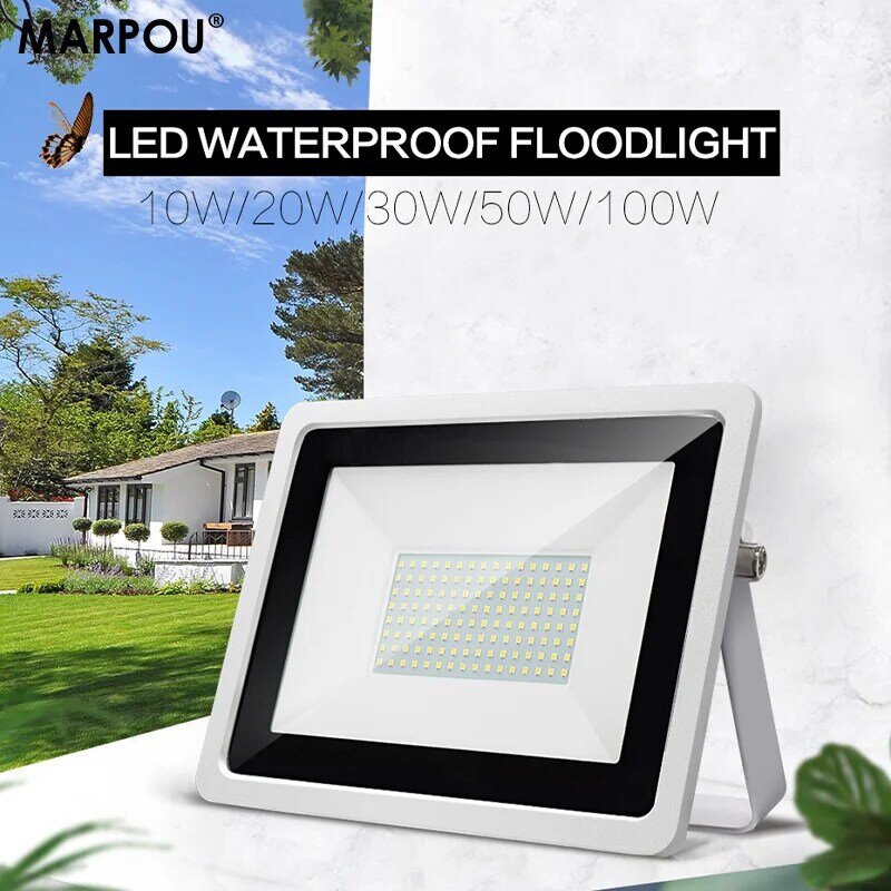 MARPOU-LED ضوء الفيضانات للإضاءة في الهواء الطلق ، مصباح الشارع ، مصباح الجدار الخارجي ، الإضاءة السوداء ، 20 واط ، 220 فولت