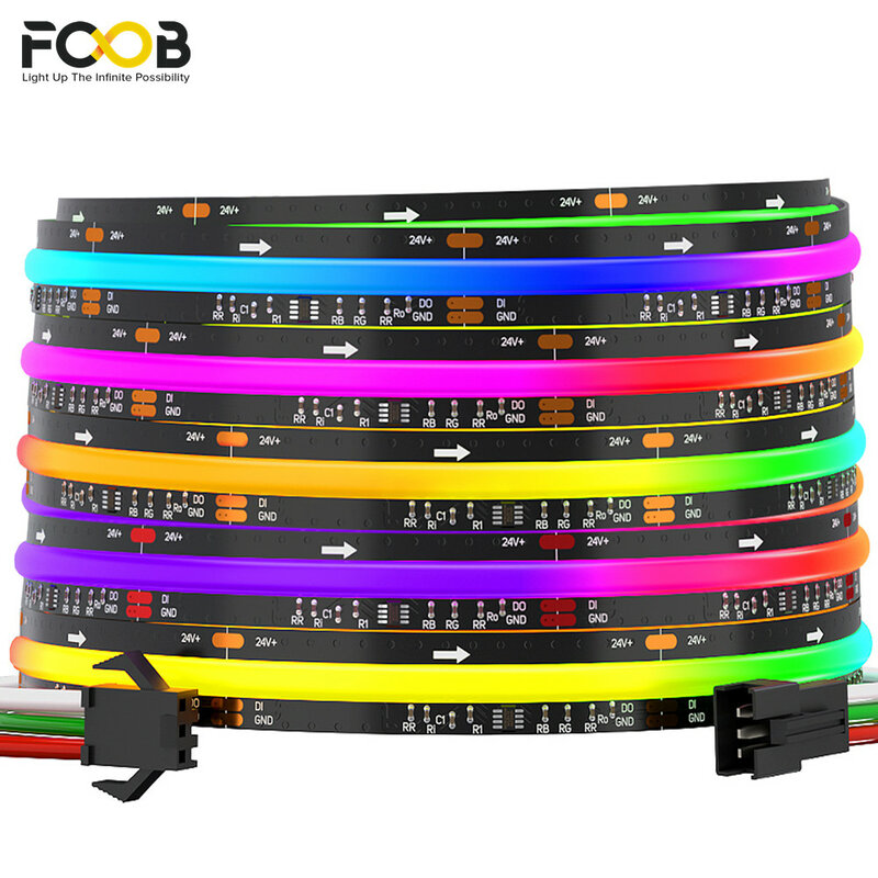 مرنة FCOB LED ضوء الشريط ، بكسل عنونة ، حلم كامل اللون ، 630 ، 720 المصابيح ، 12 مللي متر ، تيار مستمر 12 فولت ، 24 فولت ، WS2812B ، عالية الكثافة ، أضواء COB