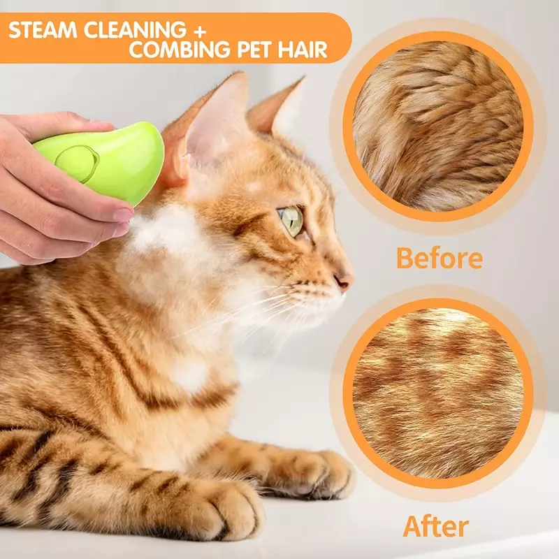 فرشاة بخار 3 في 1 للكلاب والقطط ، فرشاة تنظيف لإزالة الشعر ، مشط ، إكسسوارات حيوانات أليفة