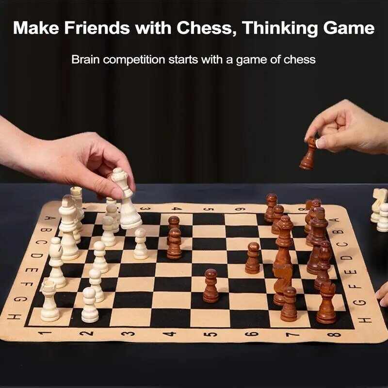 مجموعة ألعاب شطرنج خشبية محمولة للأطفال والكبار ، ألعاب تعليمية تفاعلية ، لوحة زينة ، هدايا ، 2 في 1