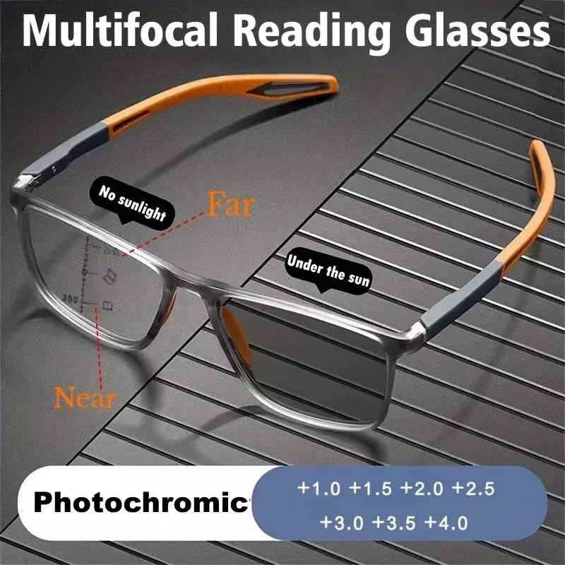 TR90 نظارات القراءة فوتوكروميك للرجال والنساء ، ومكافحة الضوء الأزرق ، نظارات متعددة البؤر ، التقدمية بالقرب وبعيدا ، النظارات الرياضية ، جديد