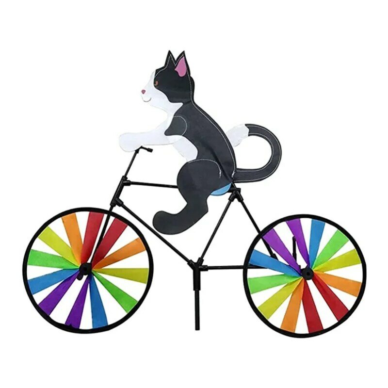 القط الكلب على الدراجة windبها بنفسك طاحونة ثلاثية الأبعاد الحيوان دراجة الرياح الدوار دوامة حديقة الحديقة الأدوات الزخرفية الاطفال في الهواء الطلق اللعب