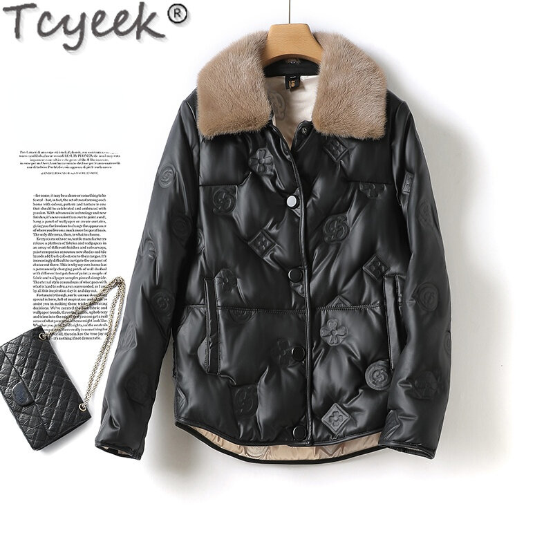 Jacket 2023 Down Winter Sheepskin Women Korean 90% White Duck Down Mink Fur Collar Woman Coat Chaqueta Cuero Mujer Xhl49