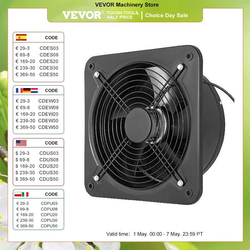 VEVOR التهوية الصناعية التجارية مستخرج مروحة العادم 10 "12" منفاخ الهواء عالية السرعة منخفضة الضوضاء لورشة عمل ومستودع