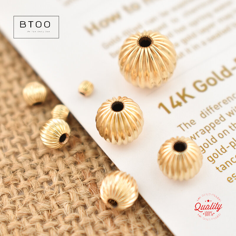 100% 14K الذهب شغل مستقيم المموج الخرز خرز ذهبي لصنع المجوهرات Handmde لتقوم بها بنفسك اكسسوارات مجوهرات النتائج خرز ذهبي