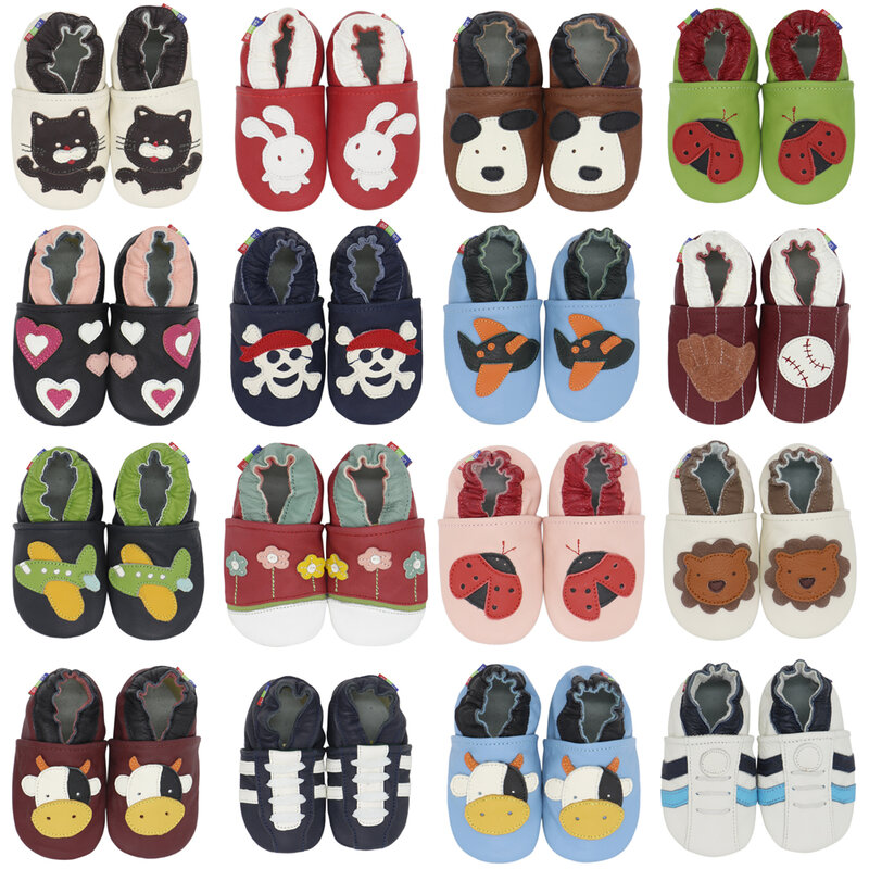 لينة الأحذية الجلدية طفل رضيع فتاة الرضع حذاء النعال 0-6 أشهر إلى 7-8 سنوات نمط الأولى مشوا جلد جرافات واقية للأطفال أحذية