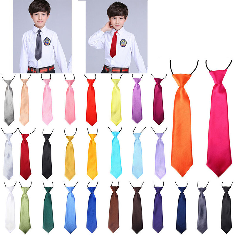 ربطة عنق مرنة للأطفال ، ربطة عنق أحادية اللون لأطفال المدارس ، الأولاد والبنات ، أزياء زفاف الطفل