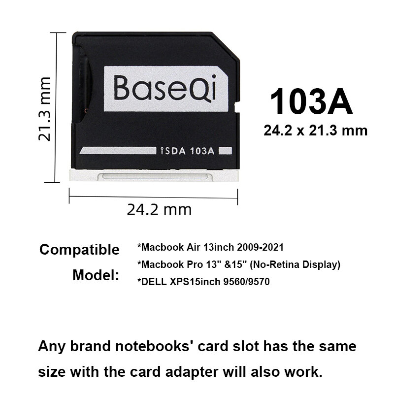 BASEQI لماك بوك اير 13 ''الألومنيوم بطاقة مايكرو sd محول/Reader103A