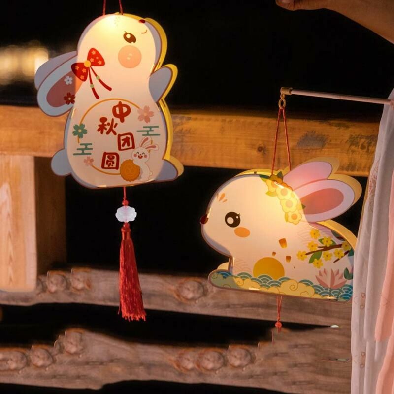 فانوس اليشم في المهرجان الصيني ، مصباح خفيف سهل الاستخدام ، شكل أرنب ، إضاءة ، طراز قديم ، صيني