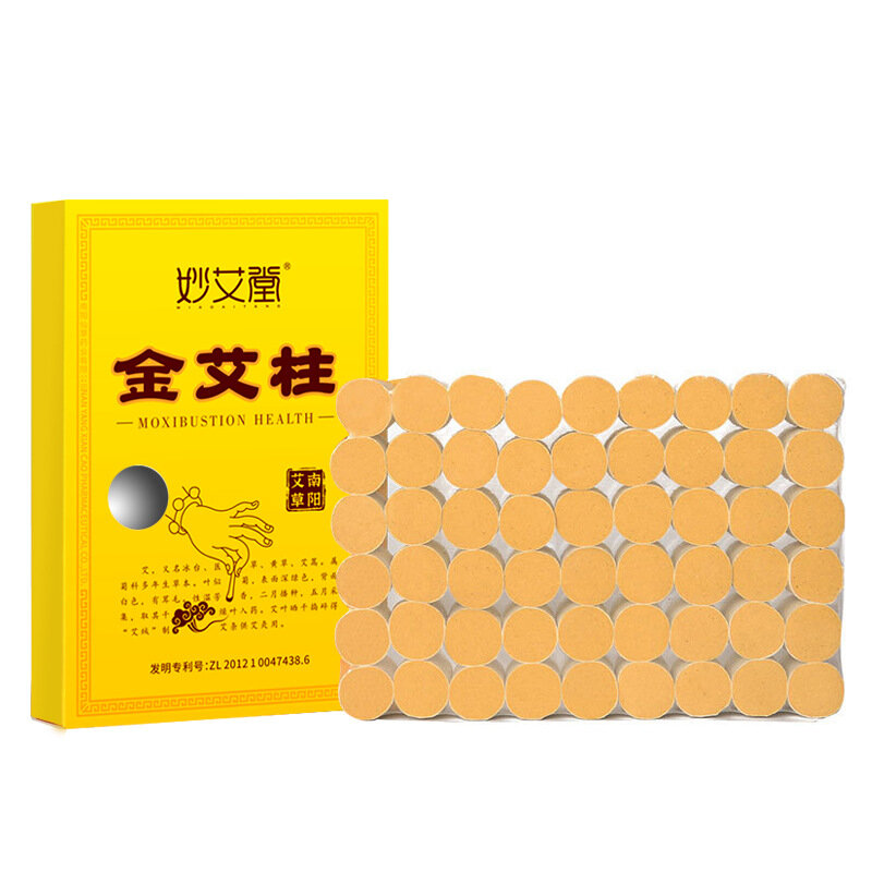 مخاريط Moxa الذهبية التي لا تدخن ، الشيح العشبية الصينية ، العلاج بالوخز الكى ، تدليك عصا Moxa ، 60:1 ، 54 قطعة لكل صندوق