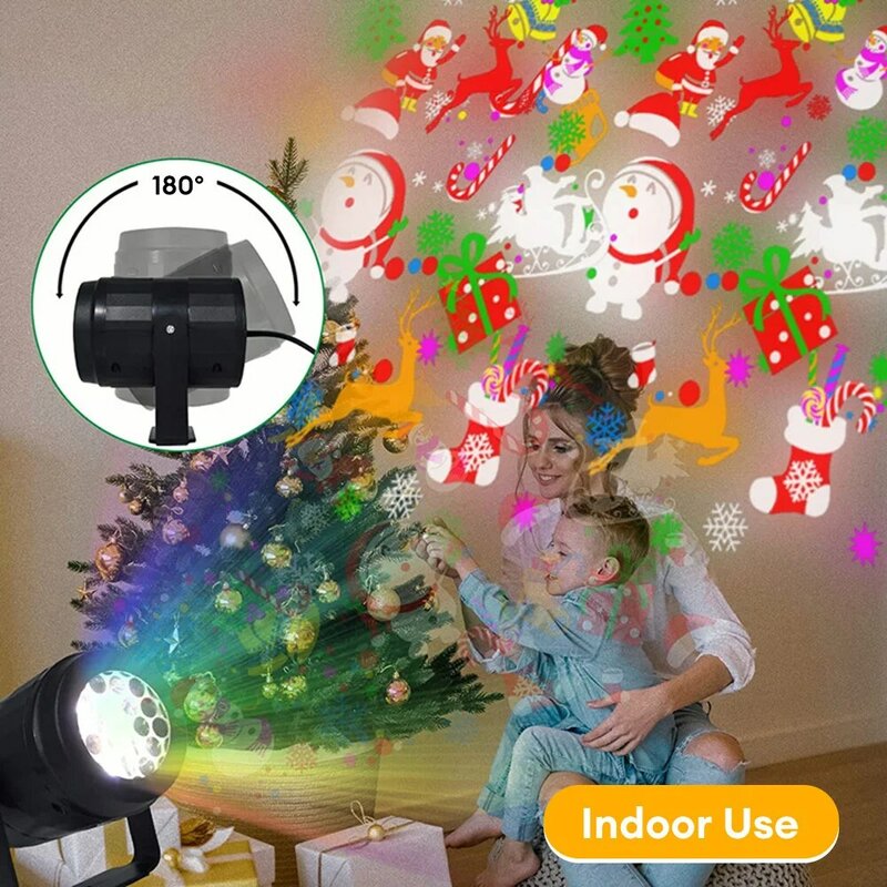 مصباح عرض USB لعيد الميلاد مصباح LED ندفة الثلج سانتا سقوط الثلج مصباح إسقاط دوار جنية ضوء الإسقاط للحفلات عطلة