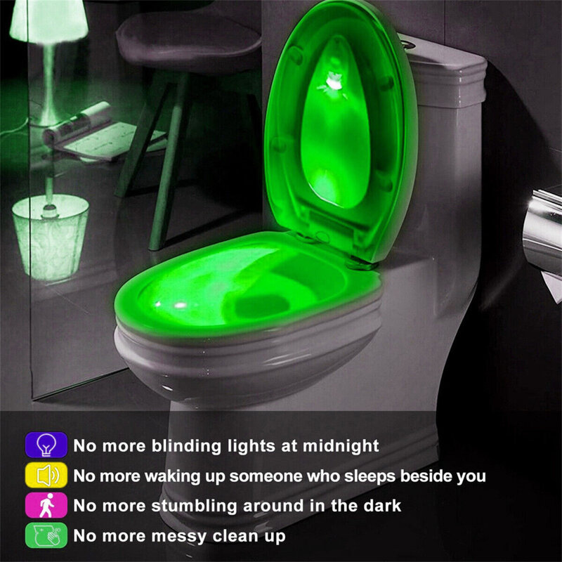 مصباح ليلي LED مستشعر الحركة ، مصباح ليلي للحمام ، غطاء وعاء المرحاض ، تنشيط الحركة ، البير ، إضافة