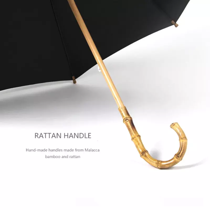 مظلة كبيرة من الخيرزان المظلة للرجال عتيقة مضادة للرياح مظلة قوية ريترو منحنية كبيرة ذات مقبض طويل مظلة مطر للأعمال