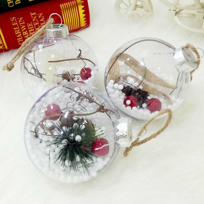 شجرة عيد الميلاد قطرة الحلي ، قلادة عيد الميلاد ، كرة معلقة واضحة ، لوازم زينة متنوعة ، أنماط عشوائية ، 4 قطعة