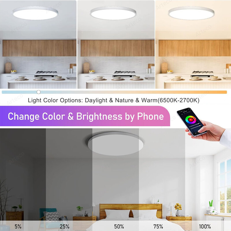 زيجبي أضواء السقف الذكية LED ، RGB ، CW ، Tuya التحكم التطبيق ، مصباح لغرفة المعيشة ، غرفة النوم ، ديكور المنزل ، يعمل مع اليكسا ، 24 واط ، 40 واط