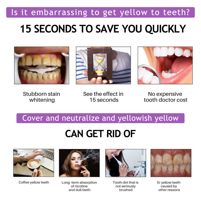 تبييض الأسنان المنتج إزالة فعالة الأسنان الصفراء الدخان مزيل البقع نظافة الفم نظيفة الأسنان البلاك التنفس النقي