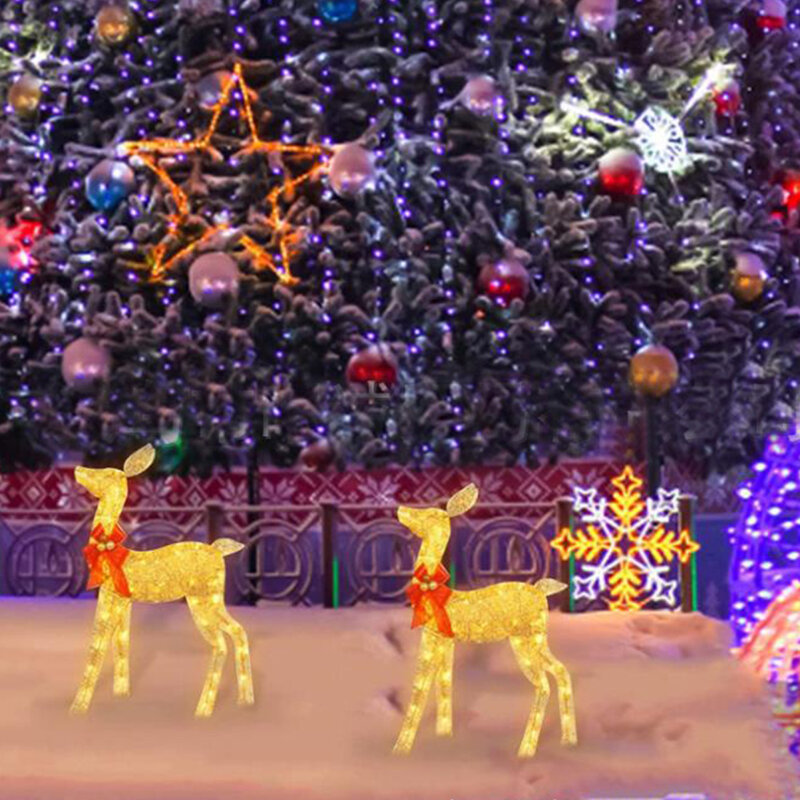 سويثوم مضاءة الرنة الأسرة مجموعة مع أضواء ، متعة ، تضيء ، داخلي ، في الهواء الطلق ، ساحة ، الحديقة ، عيد الميلاد الديكور ، 3 قطعة