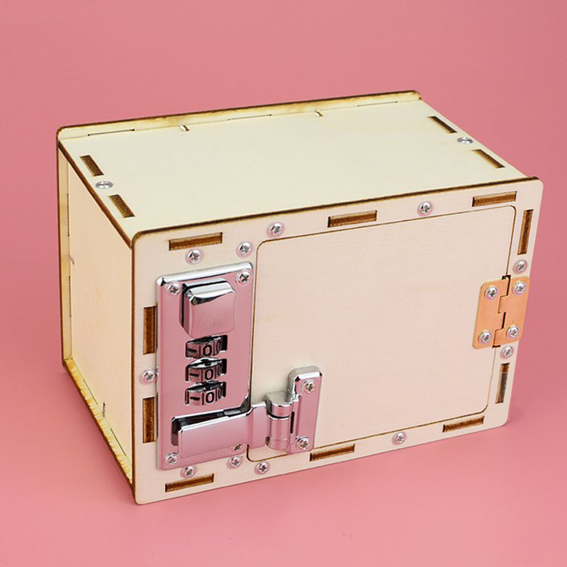 صندوق كلمات مرور ميكانيكي خشبي ، صندوق كلمات مرور ، بنك أصبع علمي سهل الاستخدام ، بنك للأطفال