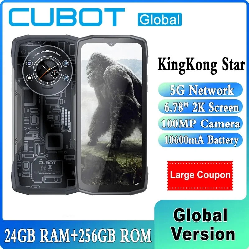 هاتف Cubot-KingKong Star الذكي القوي ، هاتف NFC ، شاشة 6.78 بوصة ، 24 جيجابايت ، 12 جيجابايت ، ذاكرة رام 12 جيجابايت ، ذاكرة روم 256 جيجابايت ، كاميرا 100ميجابكسل ، بطارية 10600 مللي أمبير