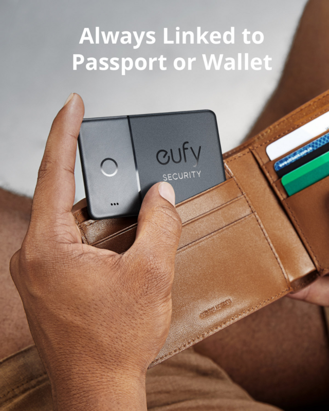 Eufy security-smart track card, يعمل مع apple, البحث عن محفظتي, مكتشف الهاتف, مقاومة للماء, عمر البطارية 3 سنوات