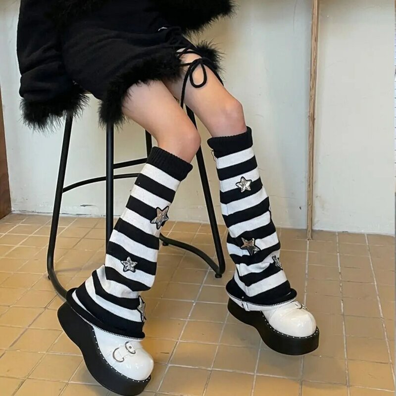 تدفئة الساق على الطريقة اليابانية للنساء ، الترتر JK ، نمط مخطط ، الجوارب أنبوب منتصف ، يغطي القدم ، اكسسوارات الملابس ، الشتاء