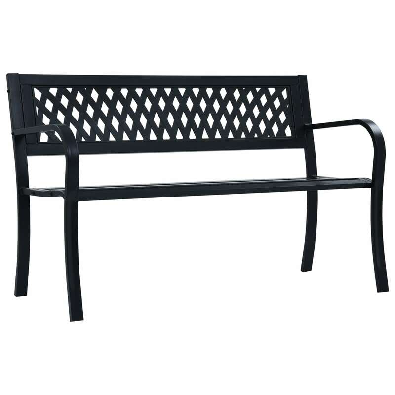الباحة مقعد 49.2 "x 20.9" x 30.3 "أسود الصلب كرسي للاستعمال في المناطق الخارجية الشرفة الأثاث