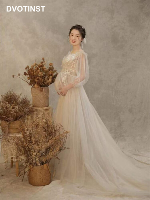 Dvotinst التصوير الدعائم ملابس للحمل للصور يطلق النار الحمل الحوامل شبكة منظور الكورية فستان استوديو صور الدعامة