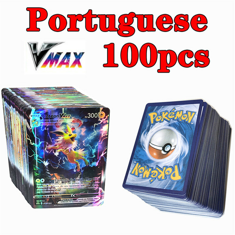 بطاقات البوكيمون البرتغالية ، GX V Vmax ، Charizard ، بيكاتشو ، معركة اللعبة ، التداول ، البطاقات اللامعة ، 20-!
