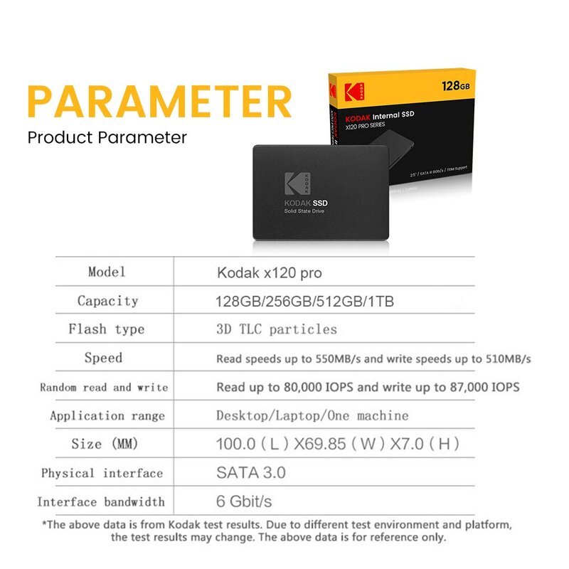 قرص كومبيوتر محمول Kodak xPro SSD HDD 2.5 ، SSD 120GB 1 من من من من نوع Kodak ، قرص HD SATA