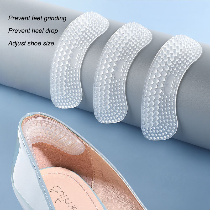 1 زوج النساء سيليكون النعال ل أحذية عالية الكعب ضبط حجم تدليك كعب بطانة Grips حامي ملصق الألم الإغاثة القدم الرعاية