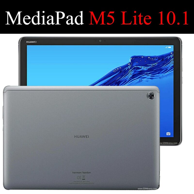 حافظة لهاتف هواوي MediaPad M5 Lite 10.1 "سمارت سليب ويك ثلاثي الطي واقي كامل حافظة لهاتف BAH2-W19 BAH2-L09