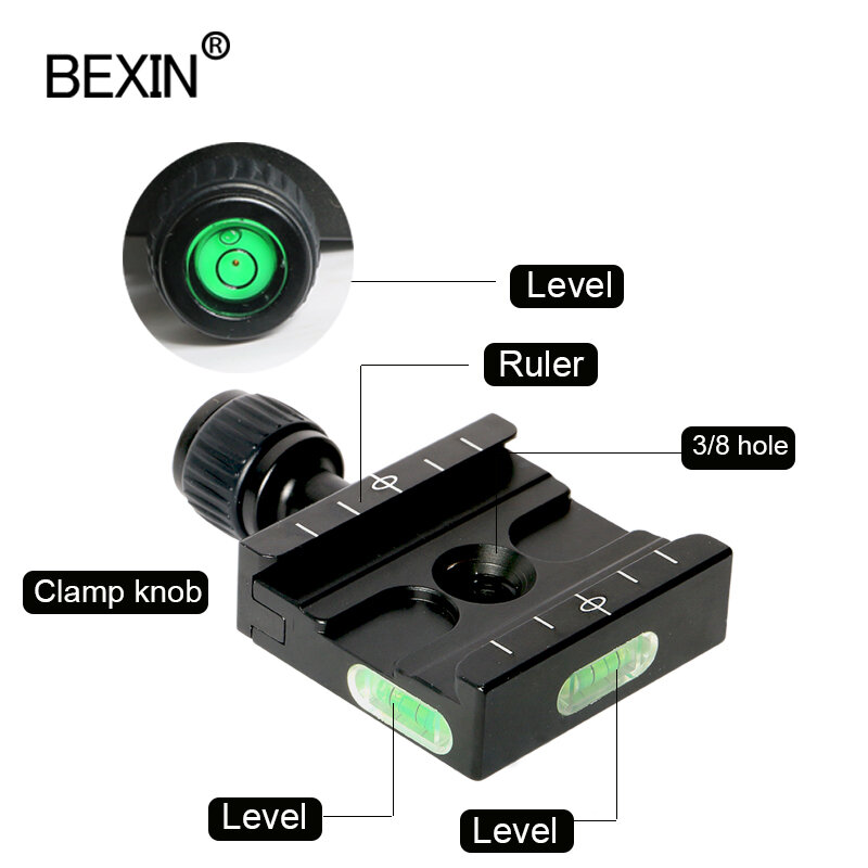 BEXIN QR50 كرة ثلاثية رئيس محول تركيب pu50 RRS سريعة النار الإفراج السريع كليب لوحة المشبك ل Arca السويسري dslr كاميرا ballhead
